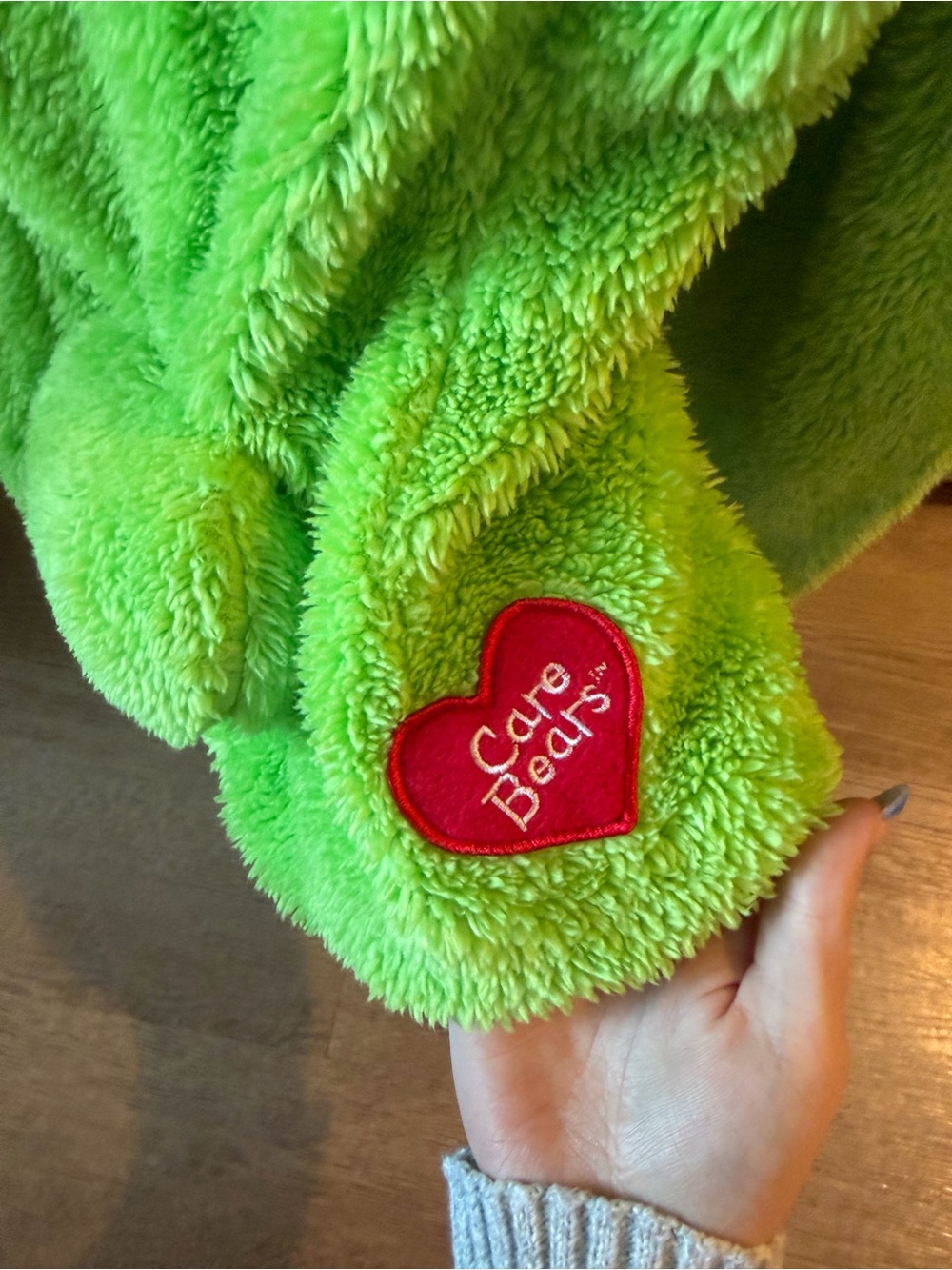 Care Bears Lime Green Hooded Plush Onesie Romper - Picture 10 of 11